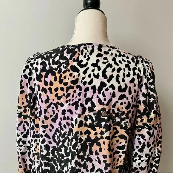 Veronica Beard Ramona Leopard Silk Blend V-Neck 3/4 Sleeve Top Size 2 - Picture 10 of 15